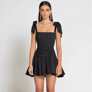 NWT Sofia the Label Daisy Lace Mini Dress Fit and Flare Black Coquette Lolita